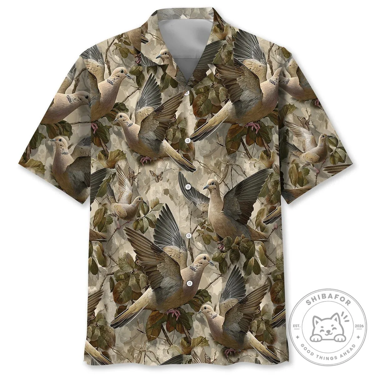 Mourning Dove Woodland Camouflage Hawaiian Shirt 1 Mourning Dove Woodland Camouflage Hawaiian Shirt