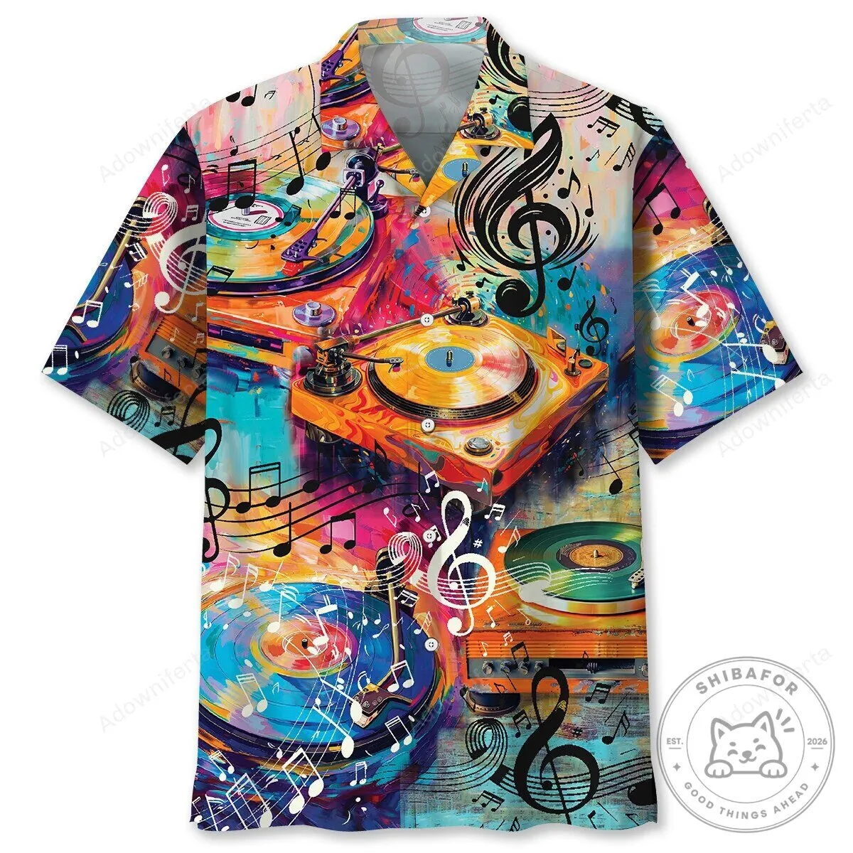 Vinyl Record Player Art Hawaiian Shirt Music Lover Gift