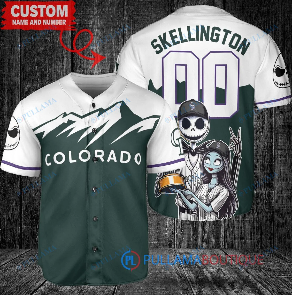 Colorado Rockies Baseball Jack Skellington Sally Nightmare Before Christmas Custom Jersey
