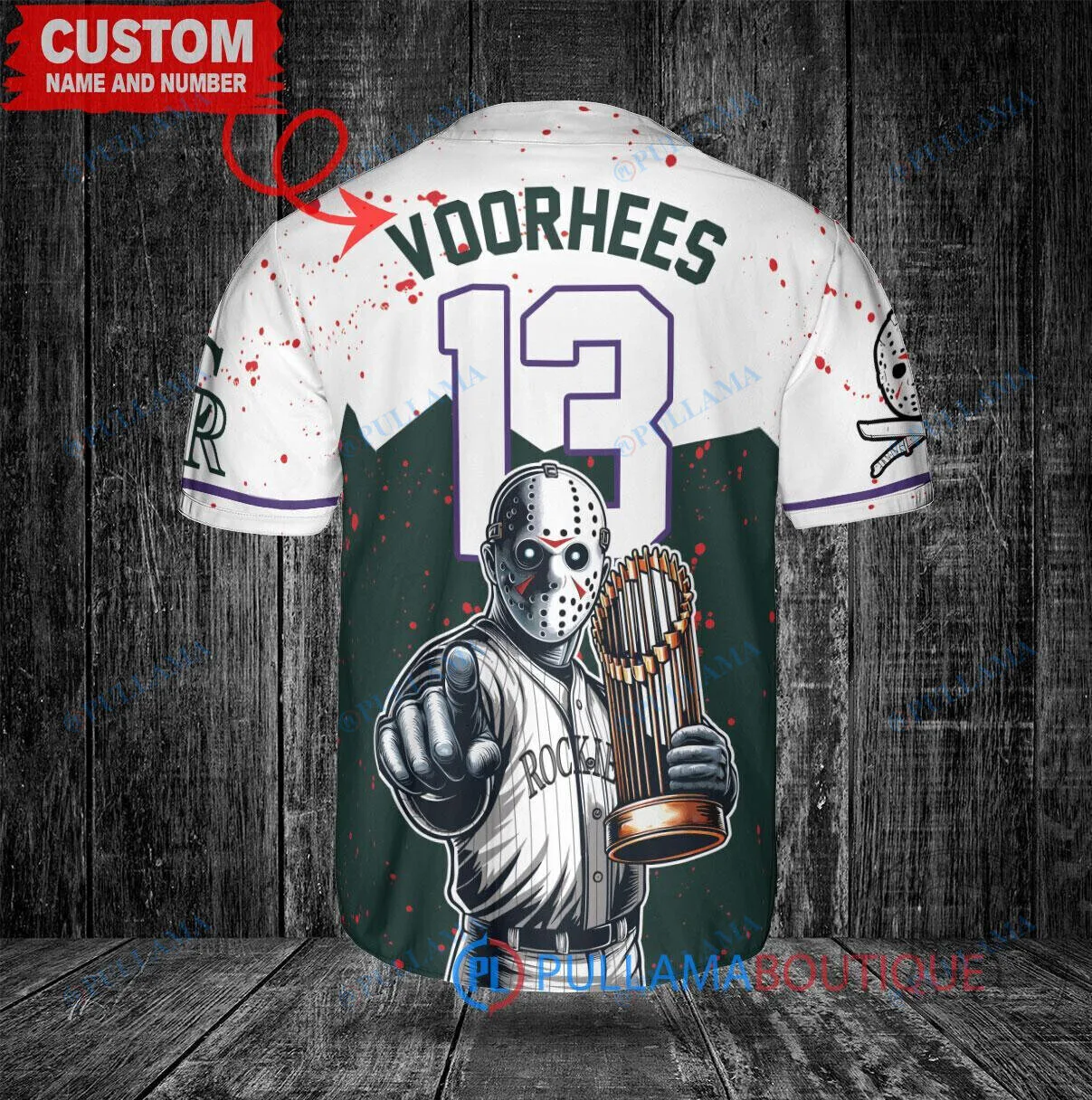 Colorado Rockies Baseball Jason Voorhees Halloween World Series Trophy Baseball Jersey
