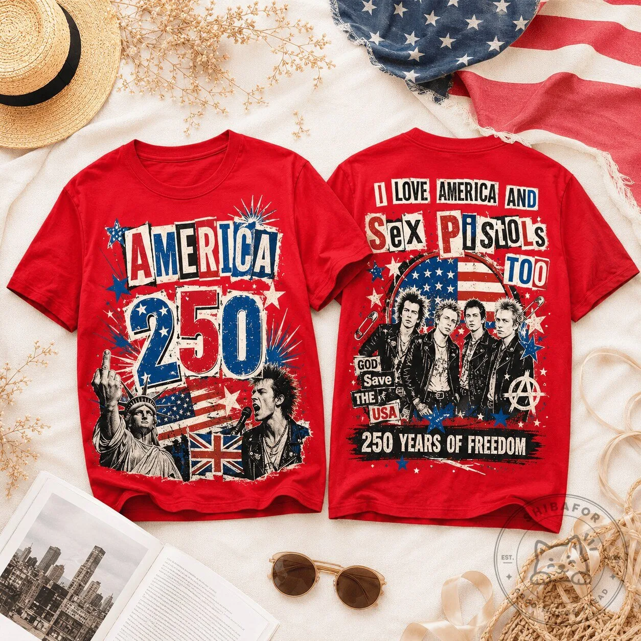 Sex Pistols America 250 Years of Freedom Red T-Shirt