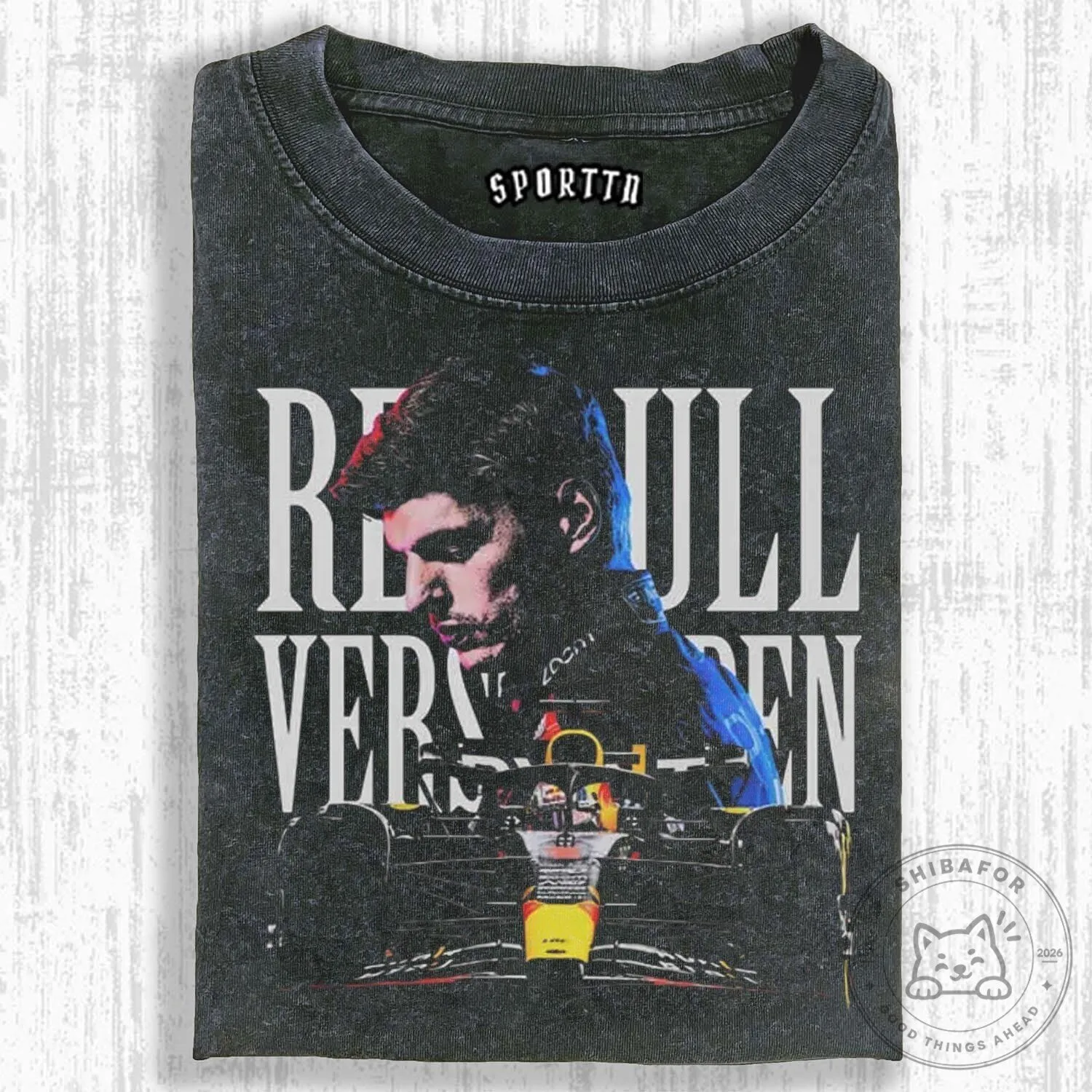 Graphic T-Shirt of Max Verstappen - Champion of Formula 1 Racing
