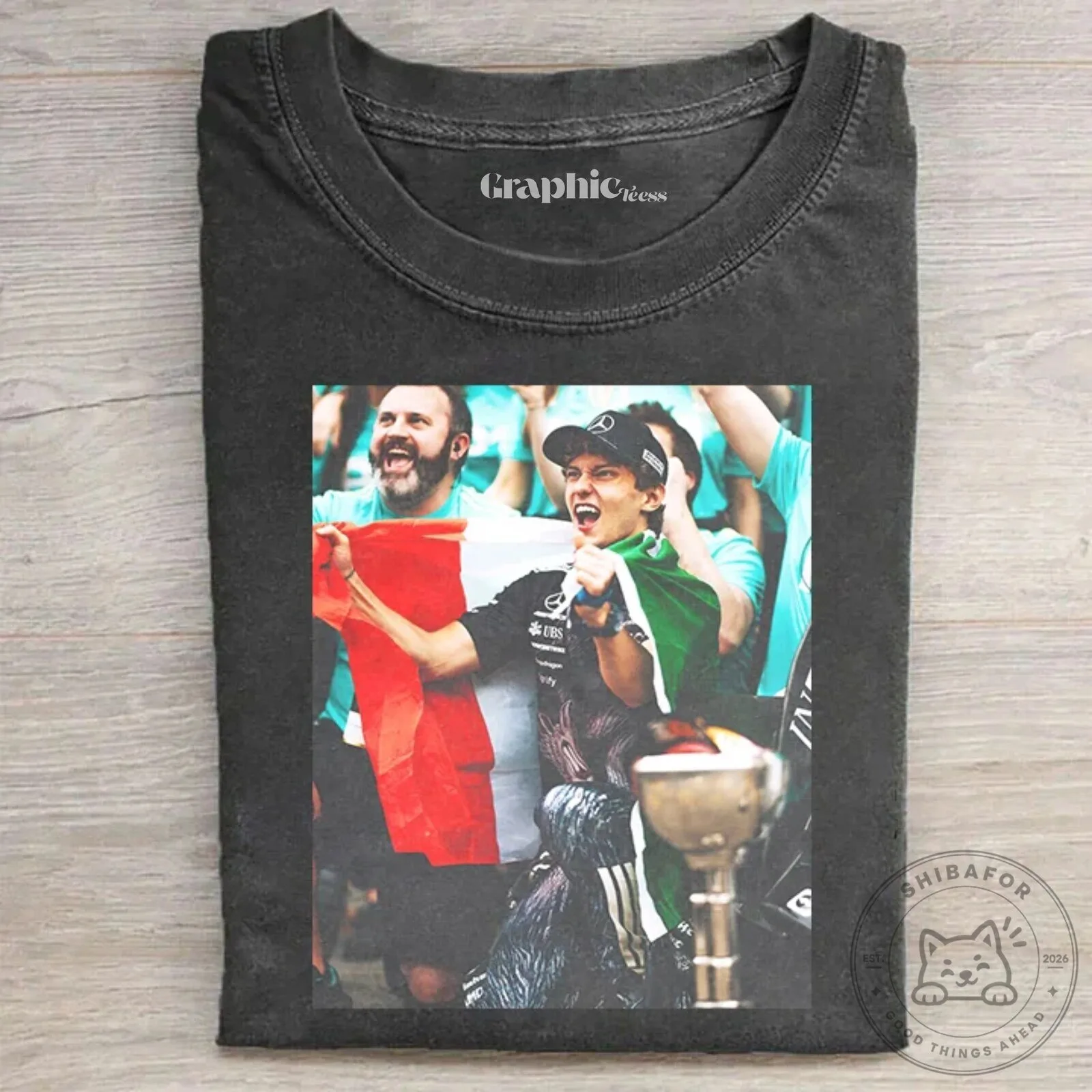 Kimi Antonelli Formula 1 Racing Fan Celebration Black T-Shirt