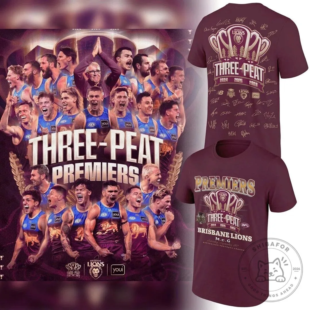 Brisbane Lions Three-Peat Premiers Australian Football League T-Shirt