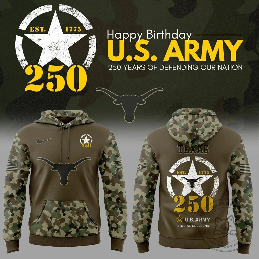 Texas Longhorns United States Army 250th Anniversary Camouflage Hoodie