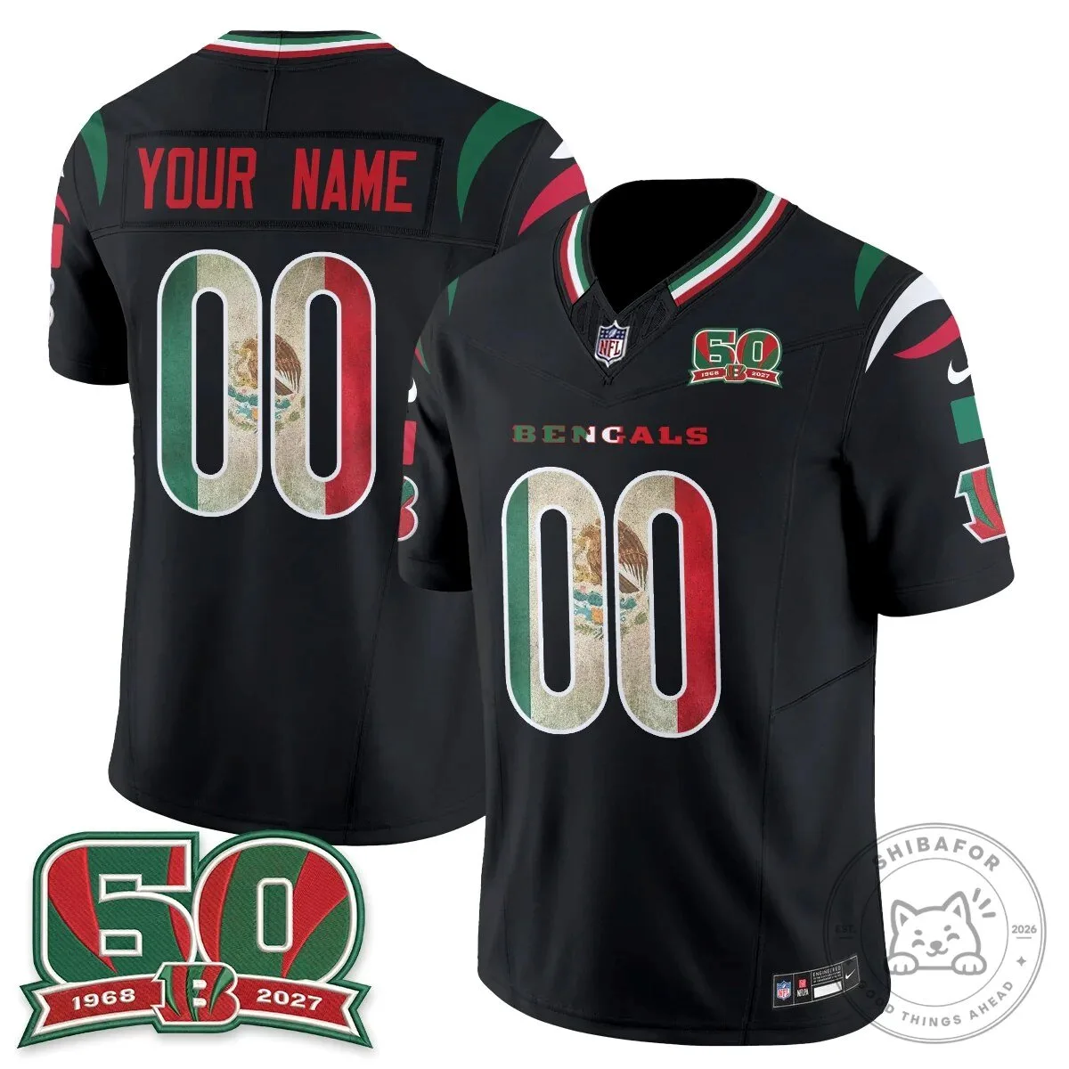 Black Custom Football Jersey for Cincinnati Bengals - Mexico Edition