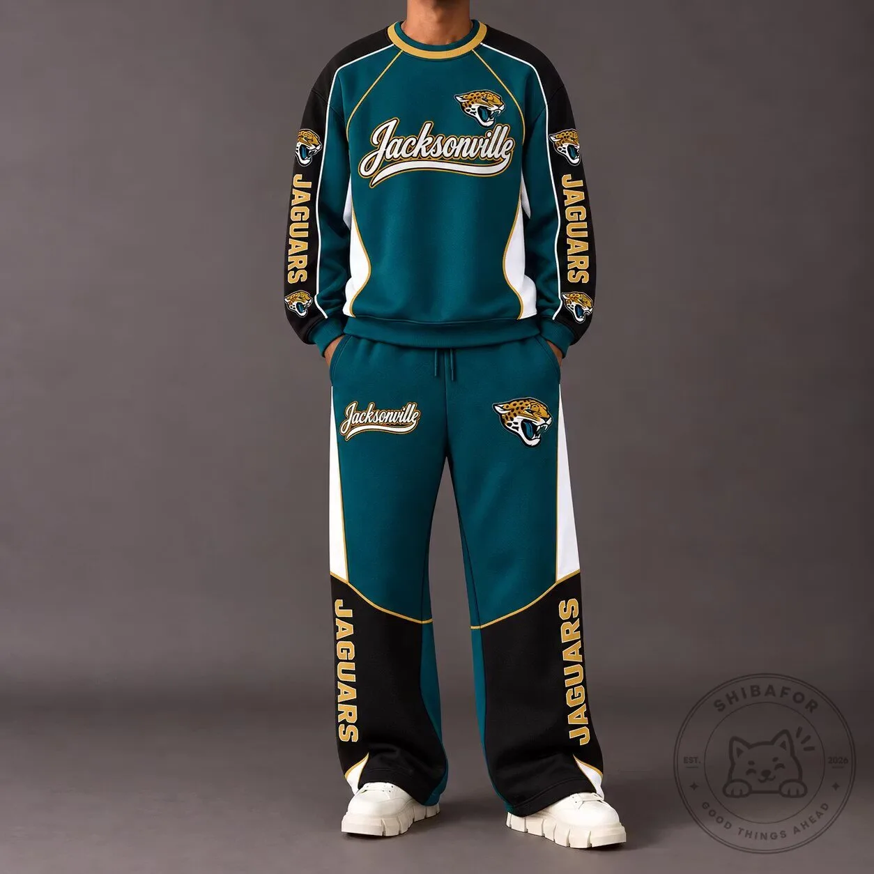 Jacksonville Jaguars Teal and Black Unisex Sweatshirt and Pants Set