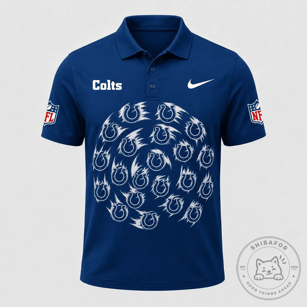 Indianapolis Colts National Football League Men's Logo Pattern Athletic Polo Shirt