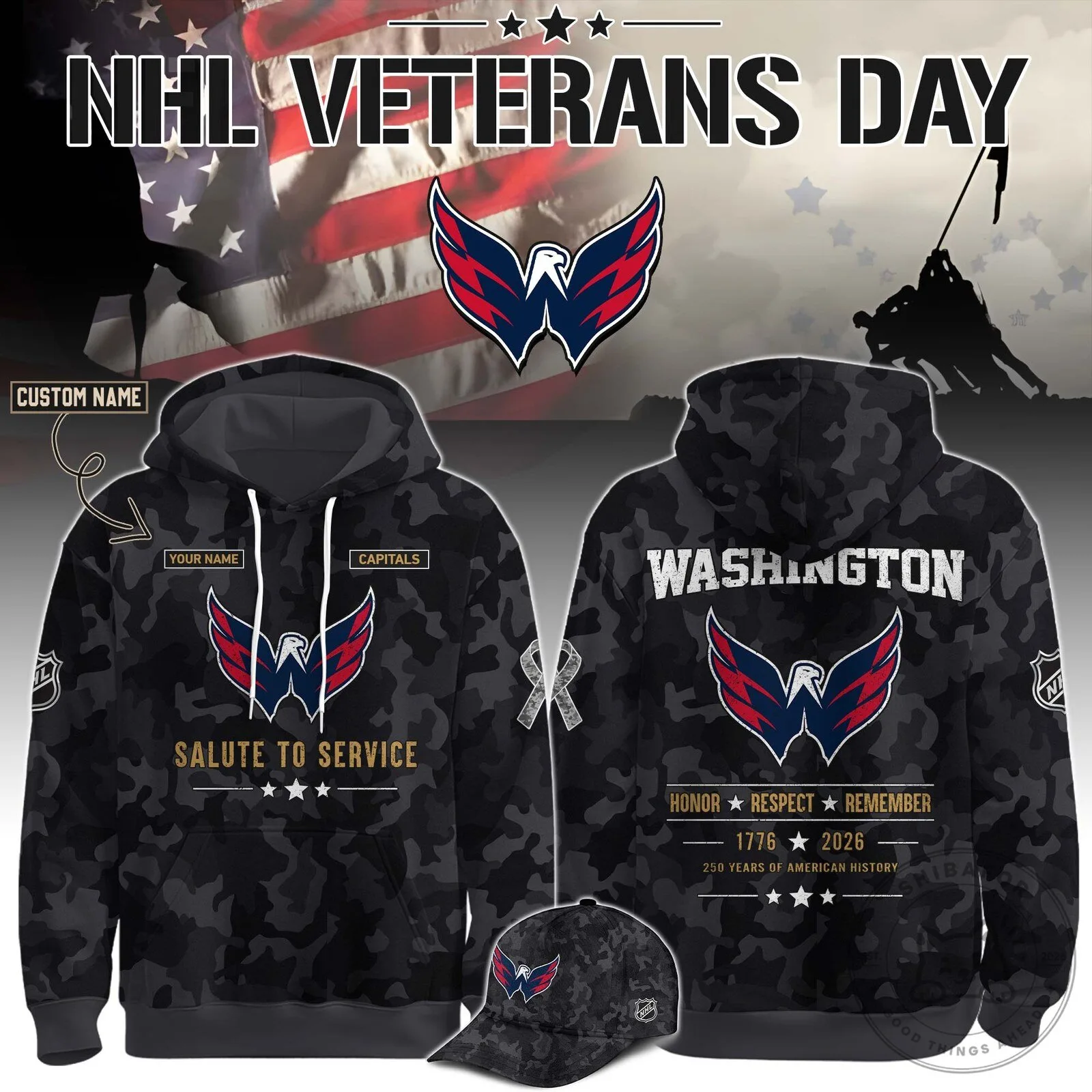 Washington Capitals NHL Veterans Day Salute To Service Camouflage Hoodie