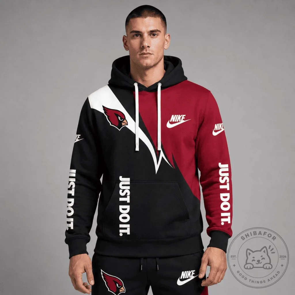 Arizona Cardinals Nike Just Do It Split Color Block Hoodie Arizona Cardinals Nike Just Do It Split Color Block Hoodie