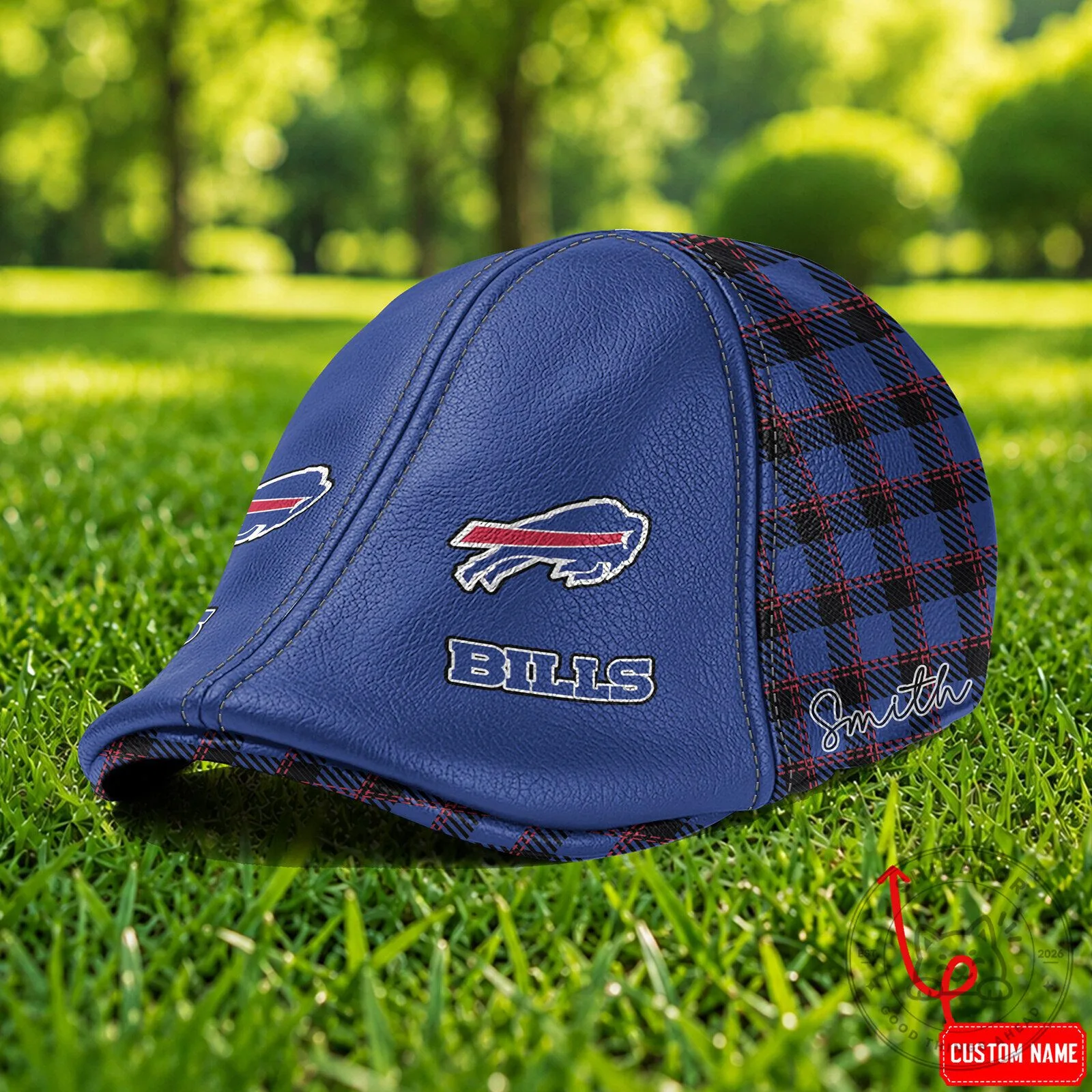 Buffalo Bills NFL Custom Name Blue Plaid Ivy Cap Hat