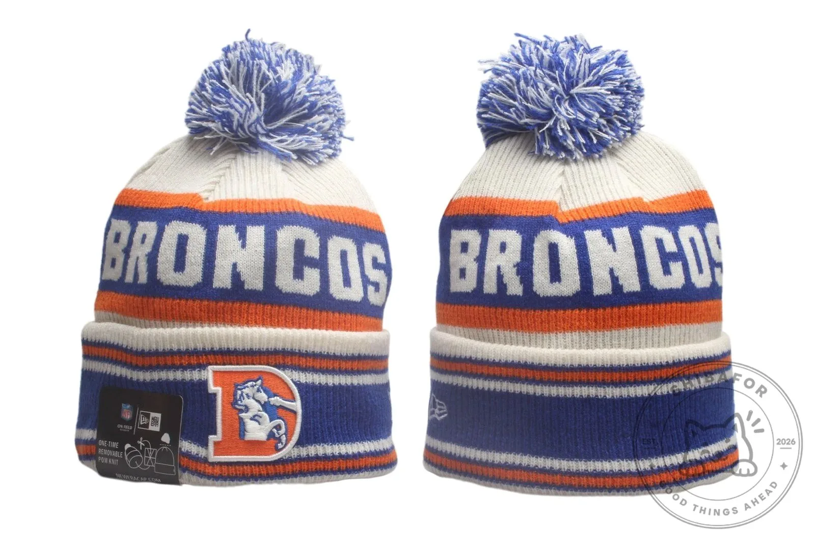 Denver Broncos Knit Beanie Hat with Pom Pom
