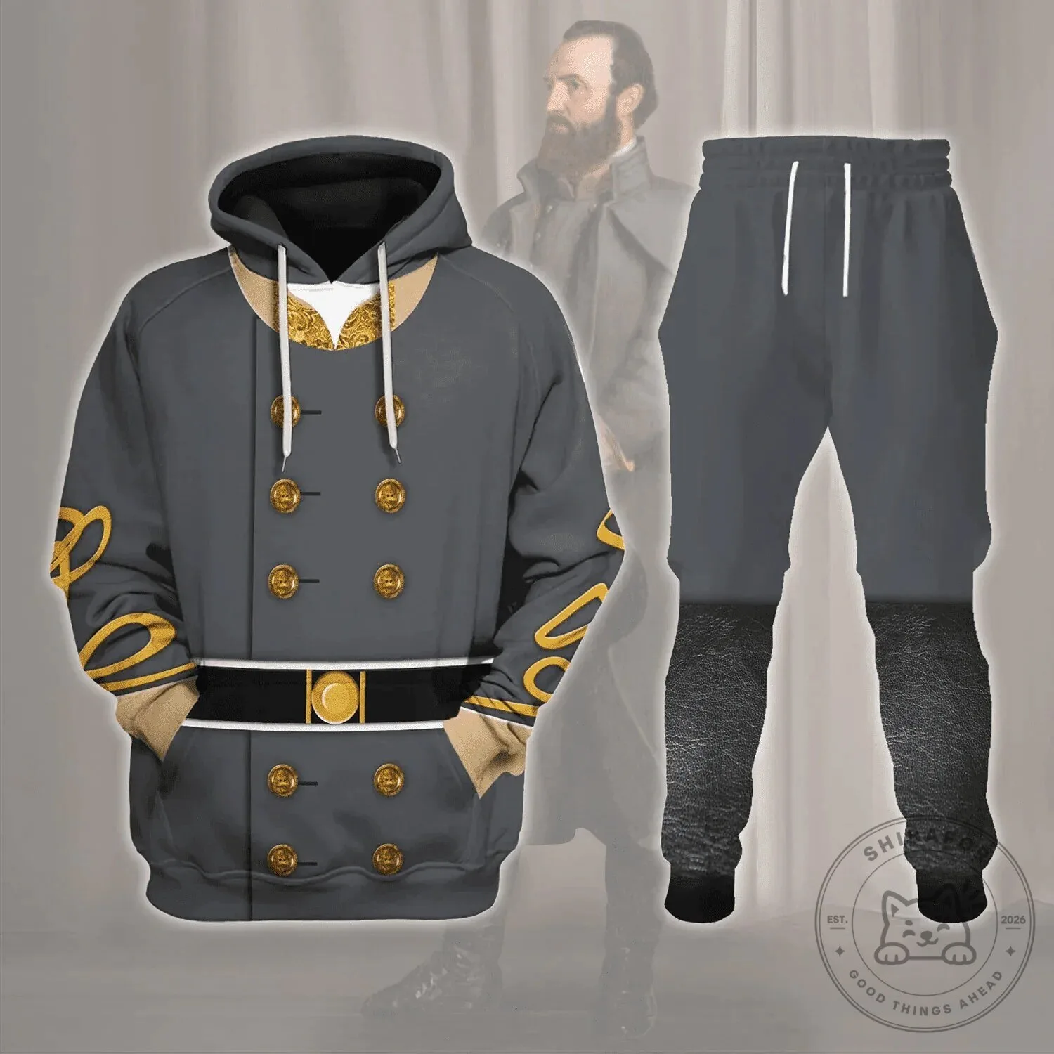 General Thomas Stonewall Jackson Confederate Army Uniform Hoodie Sweatshirt