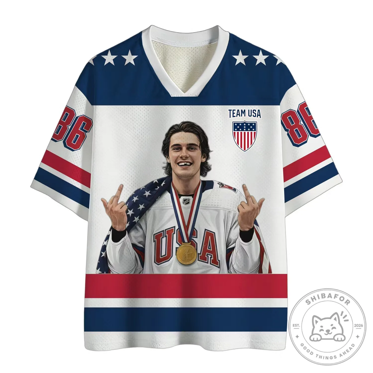 Vintage Mesh Jersey of Jack Hughes, Team USA Hockey Champion