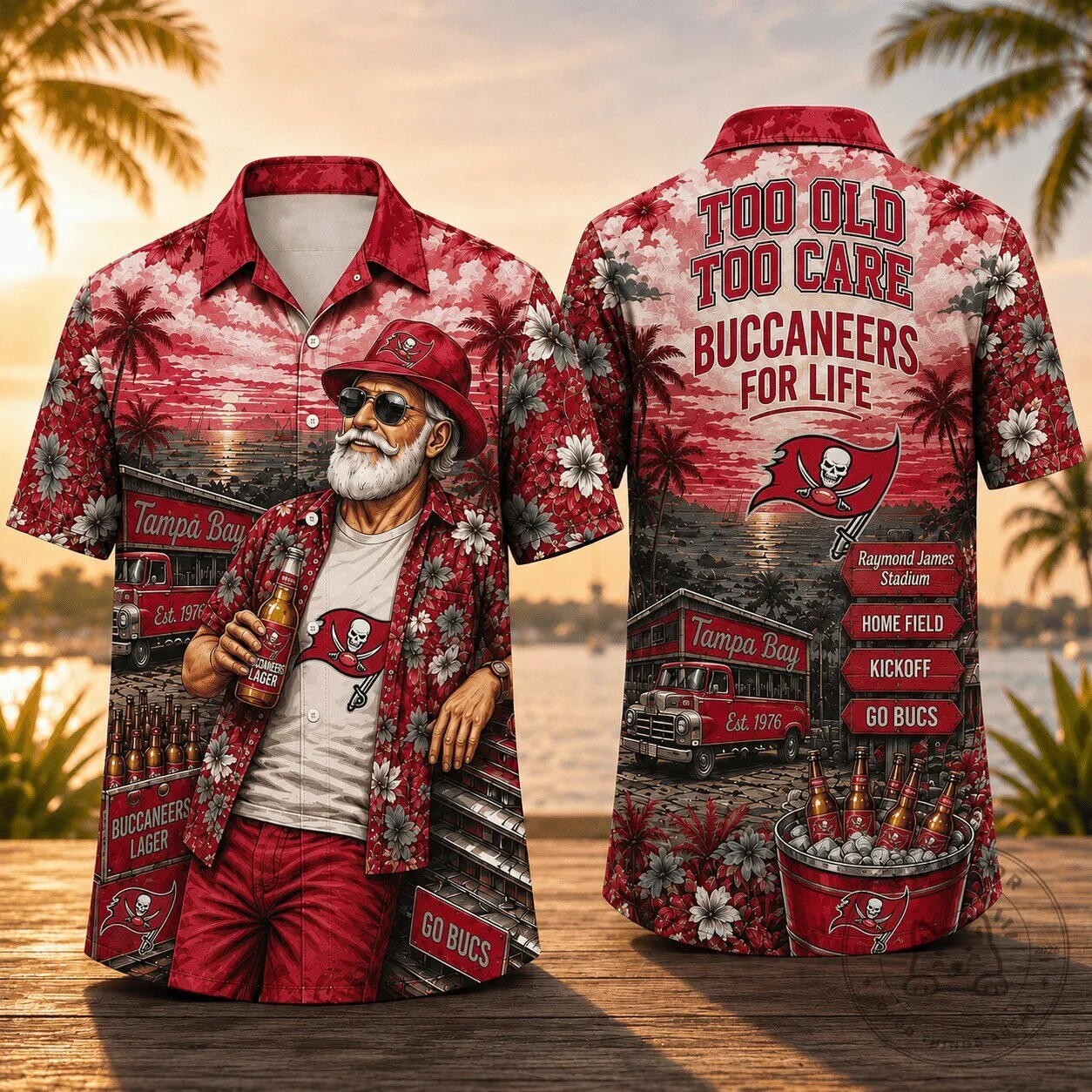 Tampa Bay Buccaneers Too Old To Care For Life Hawaiian Shirt