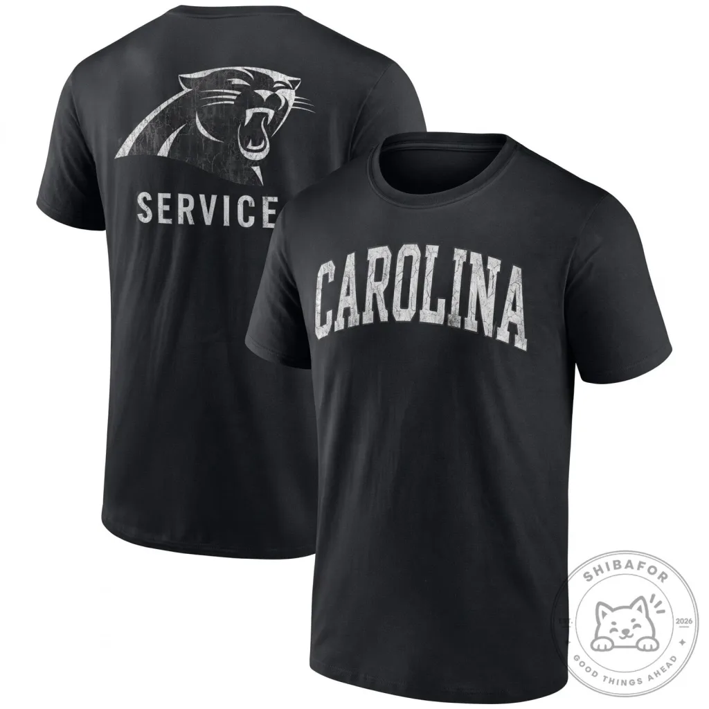 Black T-Shirt with Distressed Logo for Carolina Panthers Salute To Service Black T-Shirt with Distressed Logo for Carolina Panthers Salute To Service