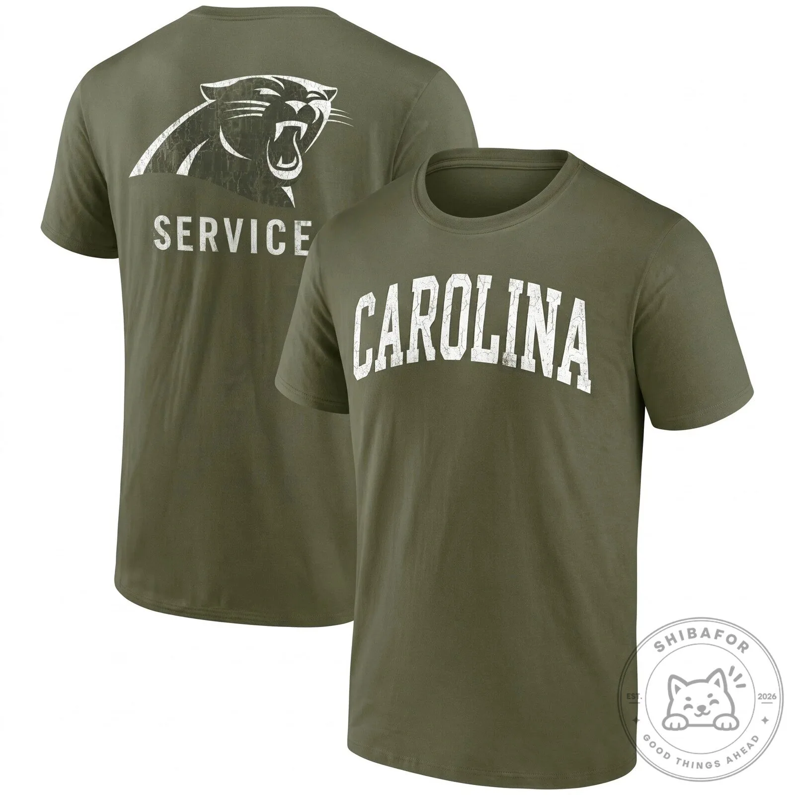 Black T-Shirt with Distressed Logo for Carolina Panthers Salute To Service 15 Black T-Shirt with Distressed Logo for Carolina Panthers Salute To Service