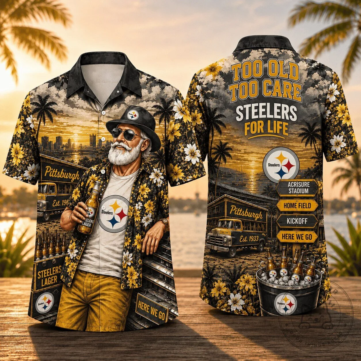 Pittsburgh Steelers Football Team Tropical Hawaiian Shirt for Men