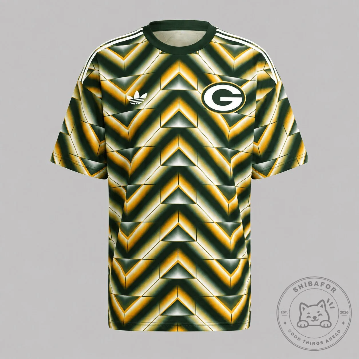 Green Bay Packers Retro Geometric Pattern Football Club Kit Jersey