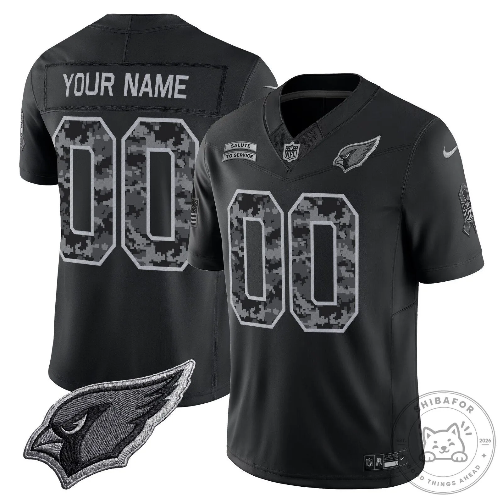 Arizona Cardinals Salute To Service Black Digital Camo Football Jersey