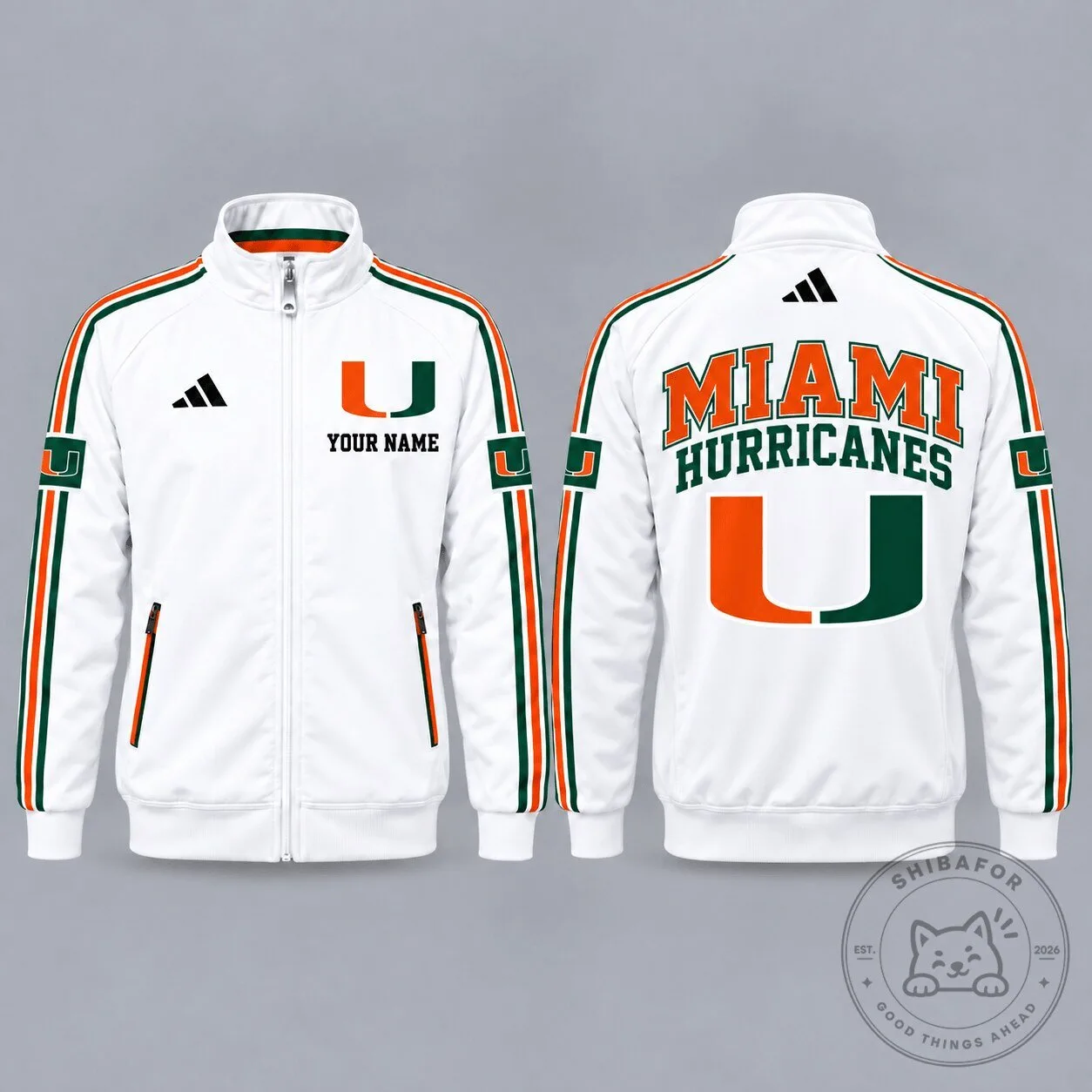 Miami Hurricanes Personalized Full-Zip Casual Jacket for Men and Women