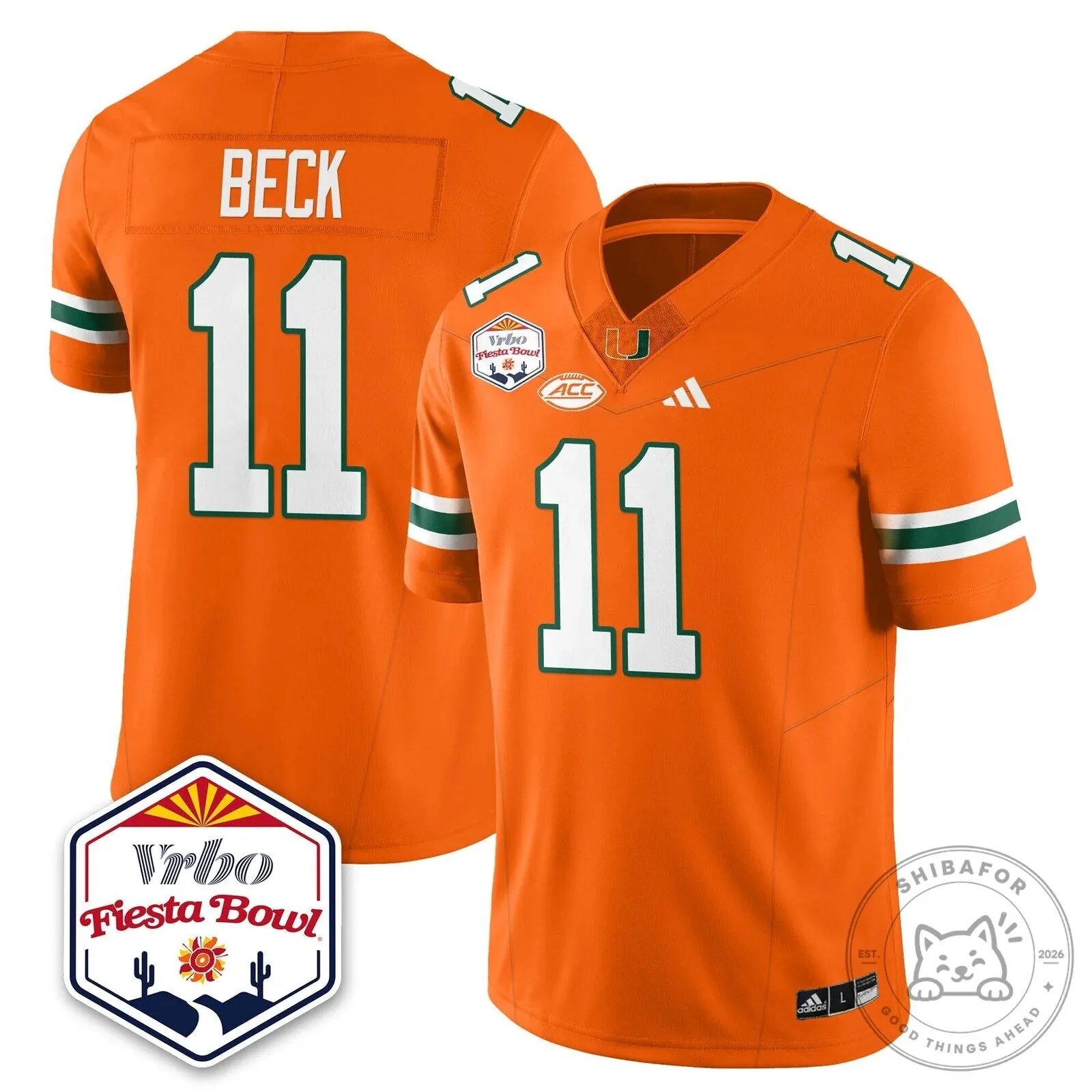 Miami Football College Fiesta Bowl Orange Stitched Jersey