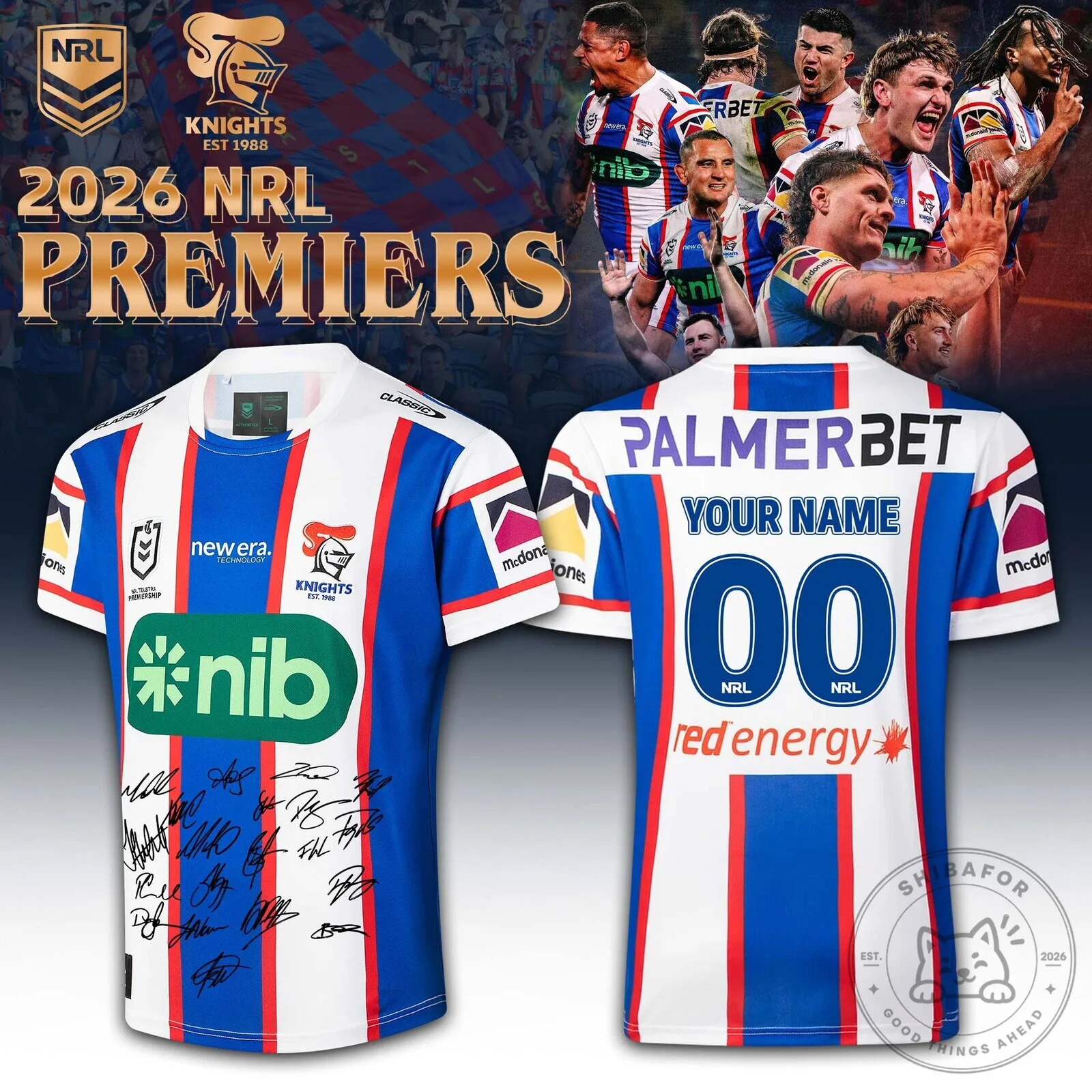 Newcastle Knights 2026 National Rugby League Premiers Personalized Jersey