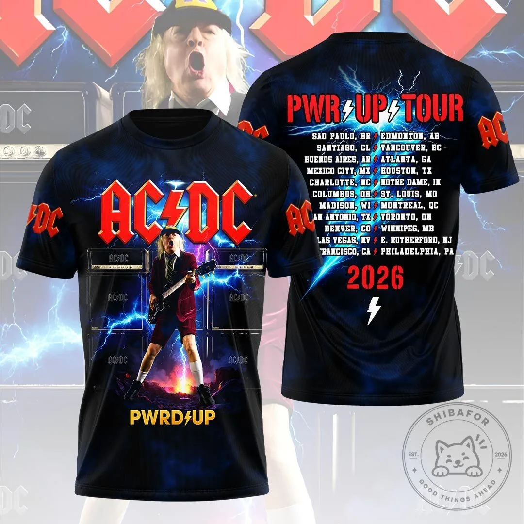 AC/DC Power Up Tour 2026 Concert Dates Black T-Shirt