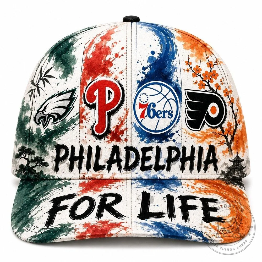 Philadelphia Sports Teams For Life Paint Splatter Classic Baseball Cap Hat