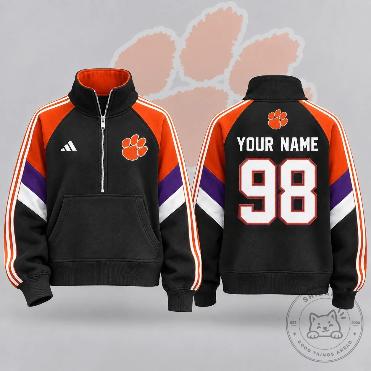 Clemson Tigers NCAA Personalized Quarter Zip Sweatshirt