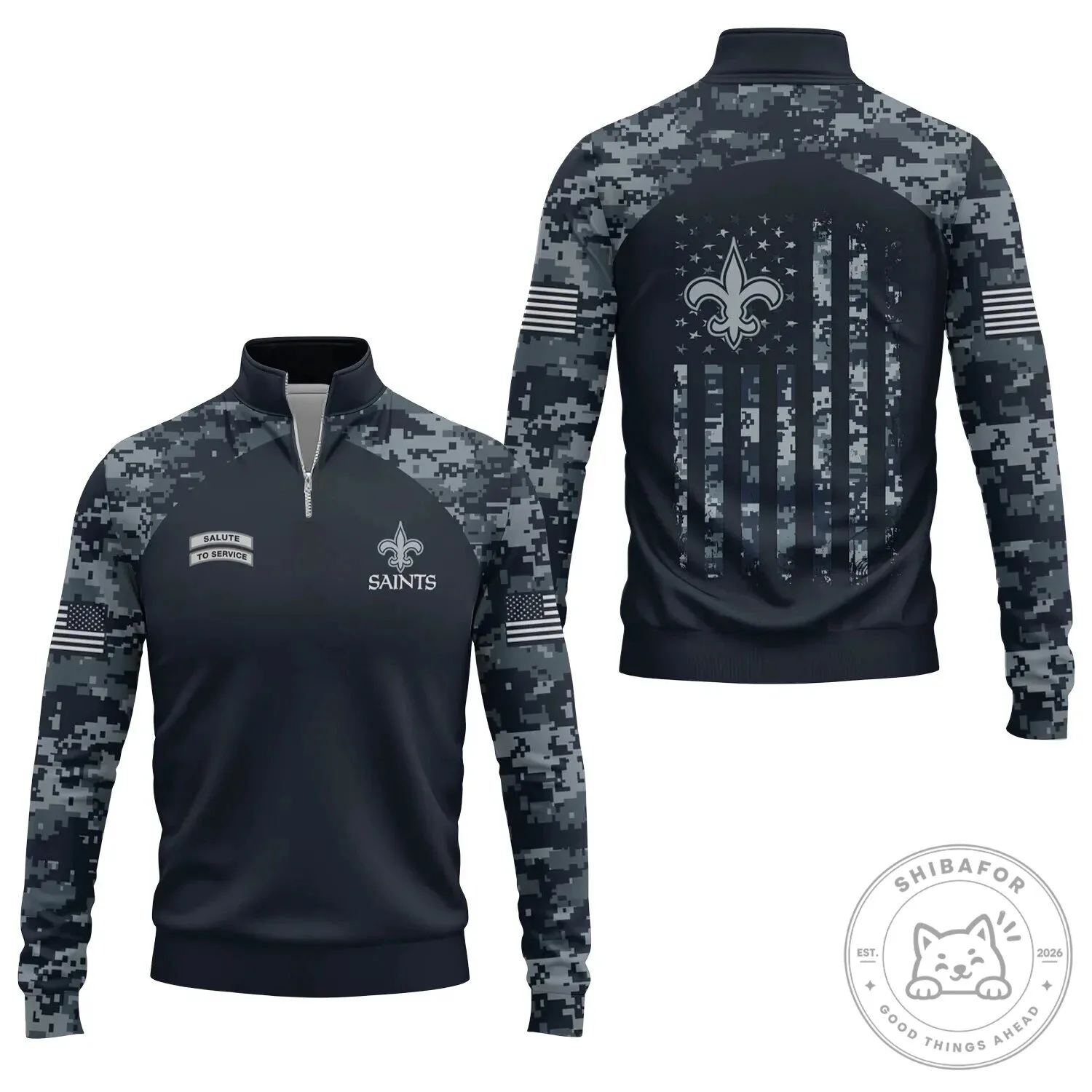 New Orleans Saints Salute To Service Quarter-Zip Pullover Sweatshirt