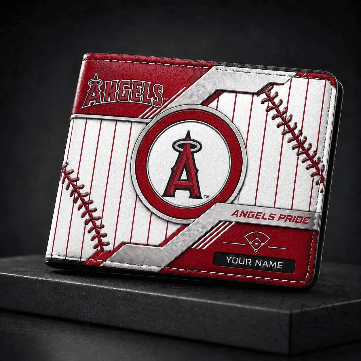 Los Angeles Angels Baseball Team Personalized Bi-Fold Wallet for Men