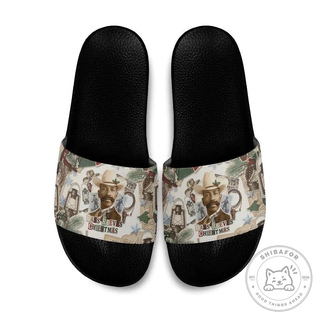 Bass Reeves Christmas Old West Marshal Frontier Collage Slide Sandals