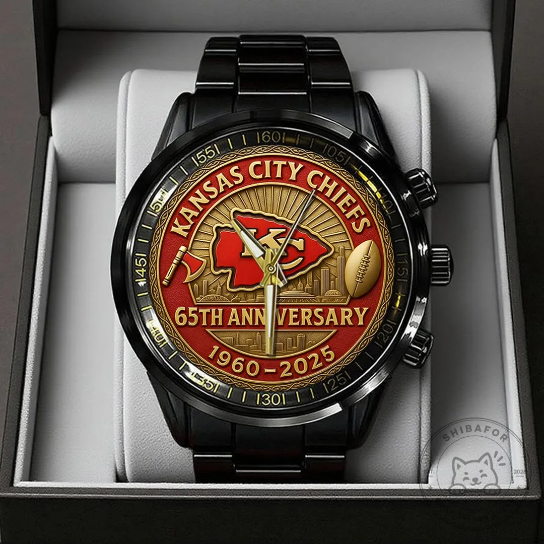 Kansas City Chiefs 65th Anniversary Black Stainless Steel Watch