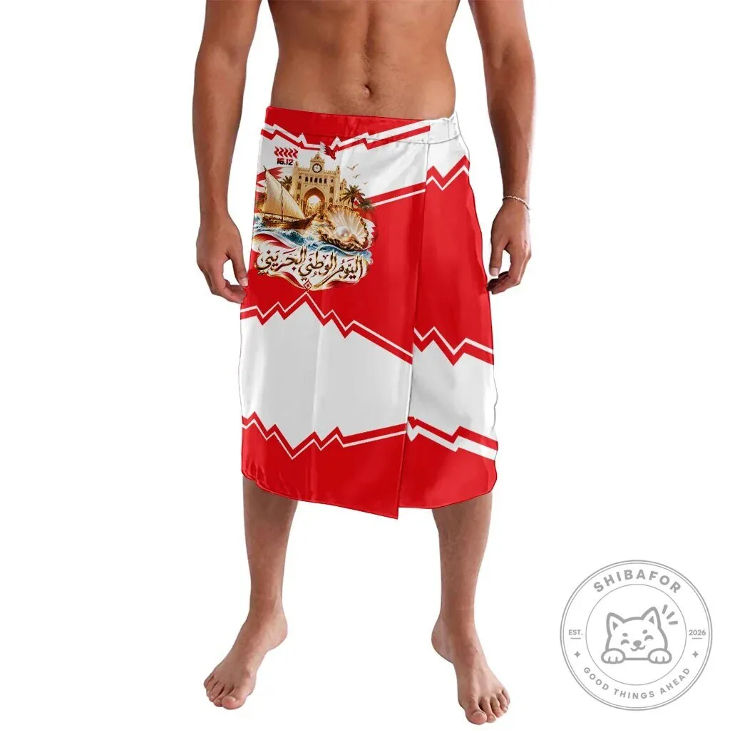 Bahrain National Day Flag Emblem Vintage Collage Lavalava Sarong Wrap