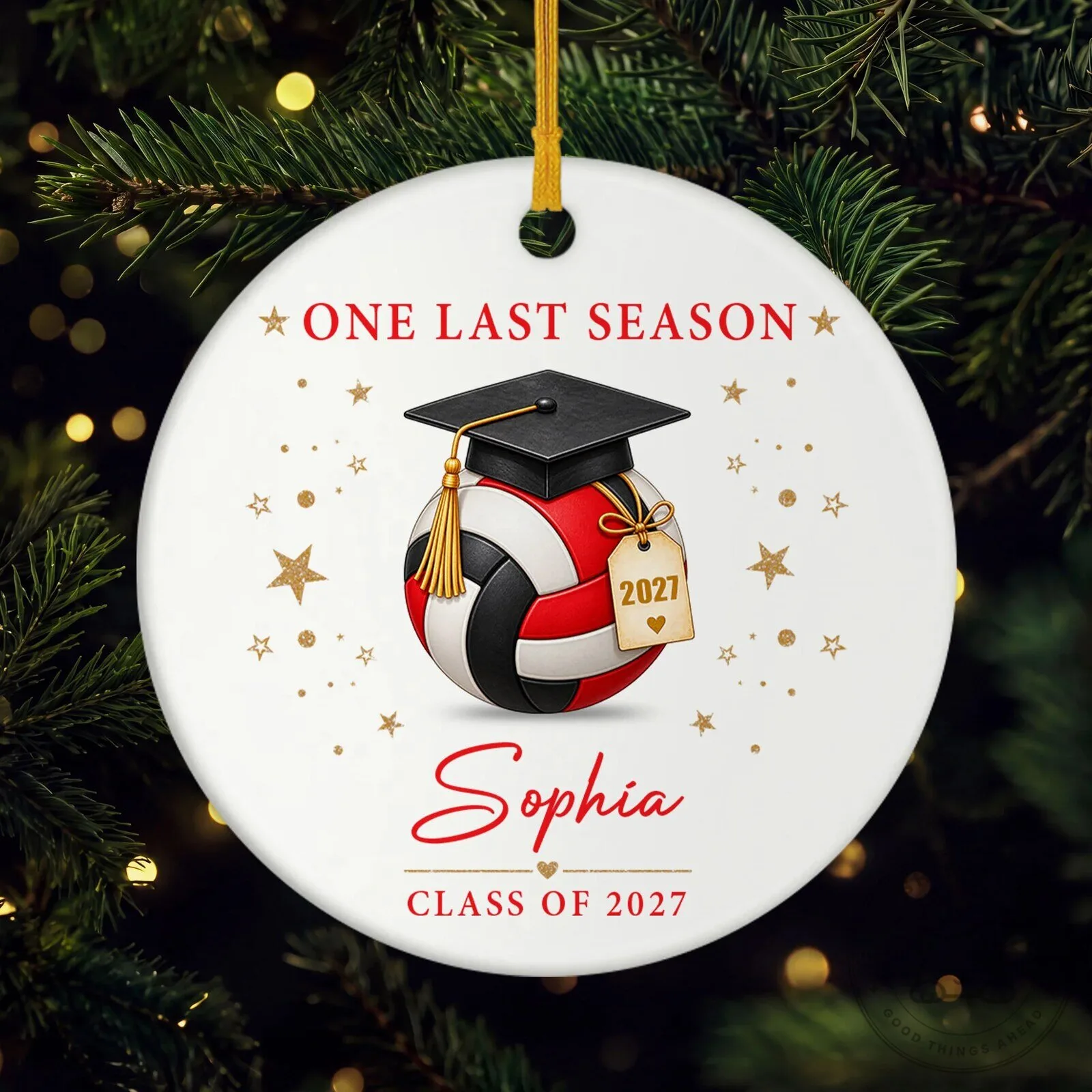 Volleyball Graduation Ornament Class of 2027 Personalized Keepsake Gift