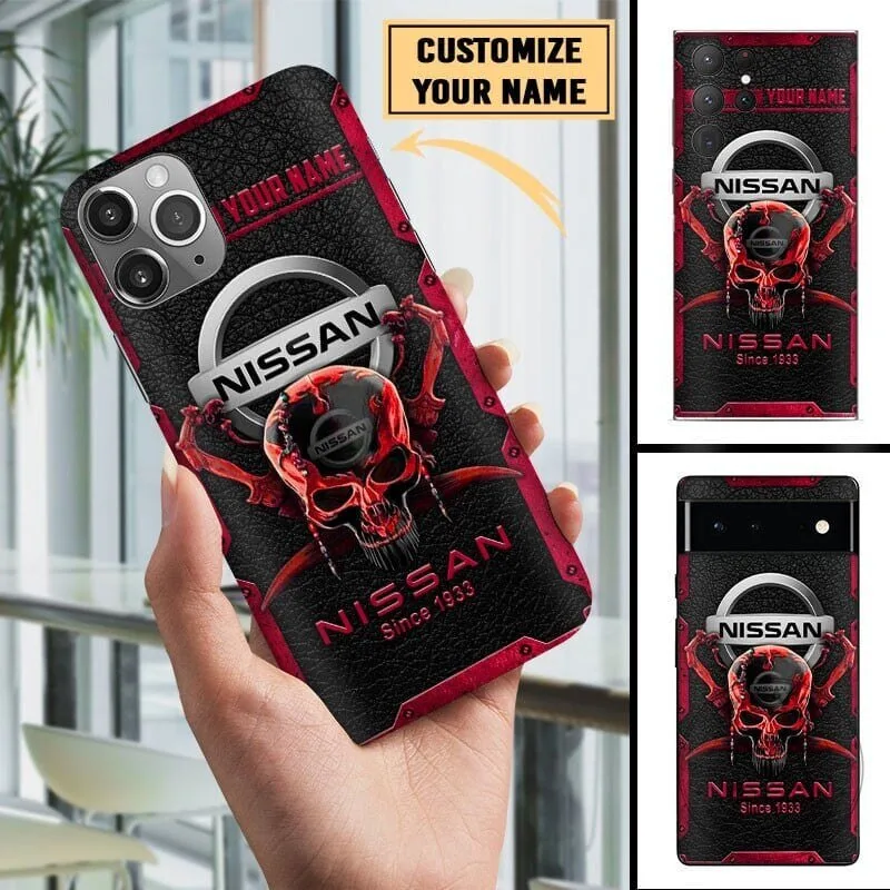 Nissan Since 1933 Custom Name Red Skull Car Logo Phone Case