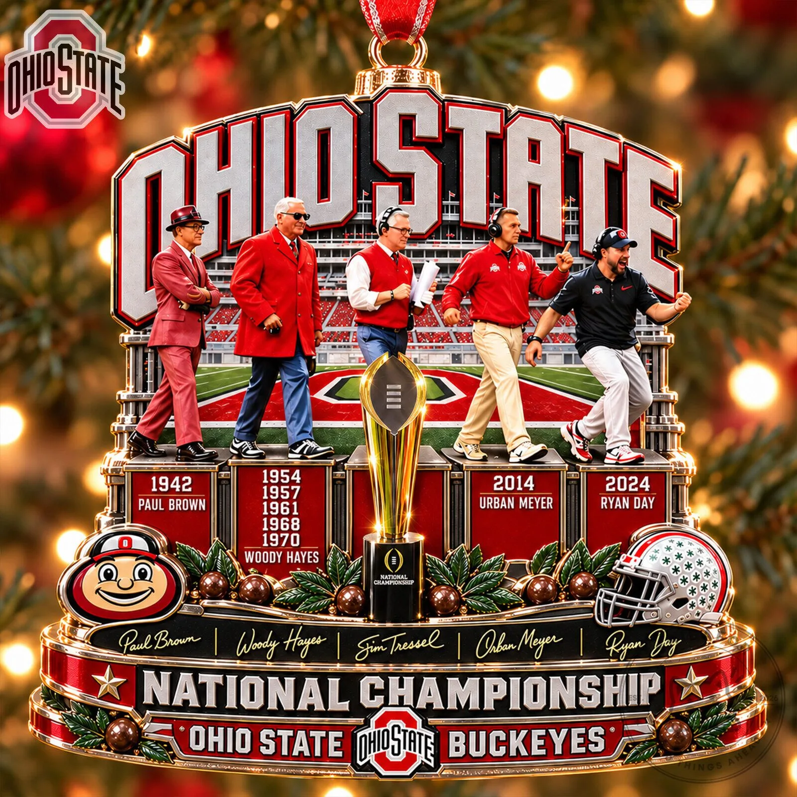 Ohio State Buckeyes National Championship Football Team Christmas Ornament