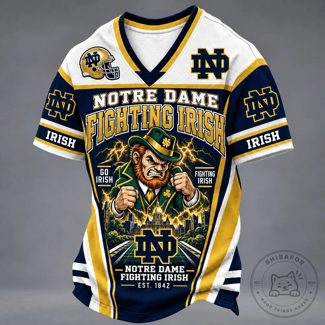 Notre Dame Fighting Irish Mascot Spirit V-Neck Football Jersey