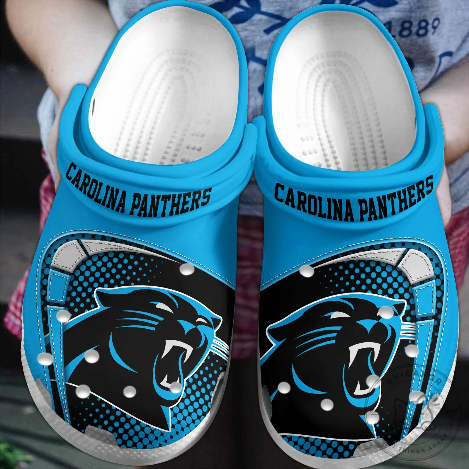 Carolina Panthers NFL Football Team Logo Blue Crocs Shoes
