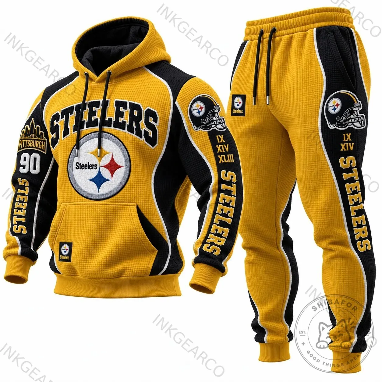 Pittsburgh Steelers Jogger Pants and Waffle Knit Hoodie Combo Set