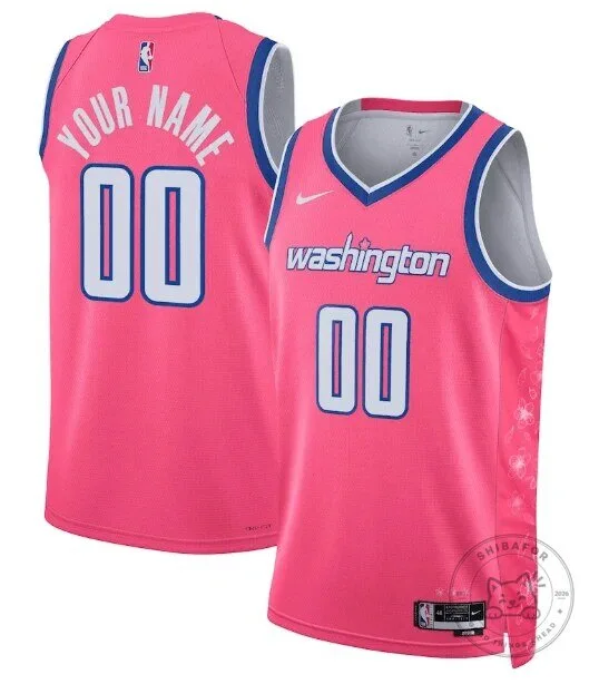 Washington Wizards City Edition Pink Basketball Jersey Custom Name and Number