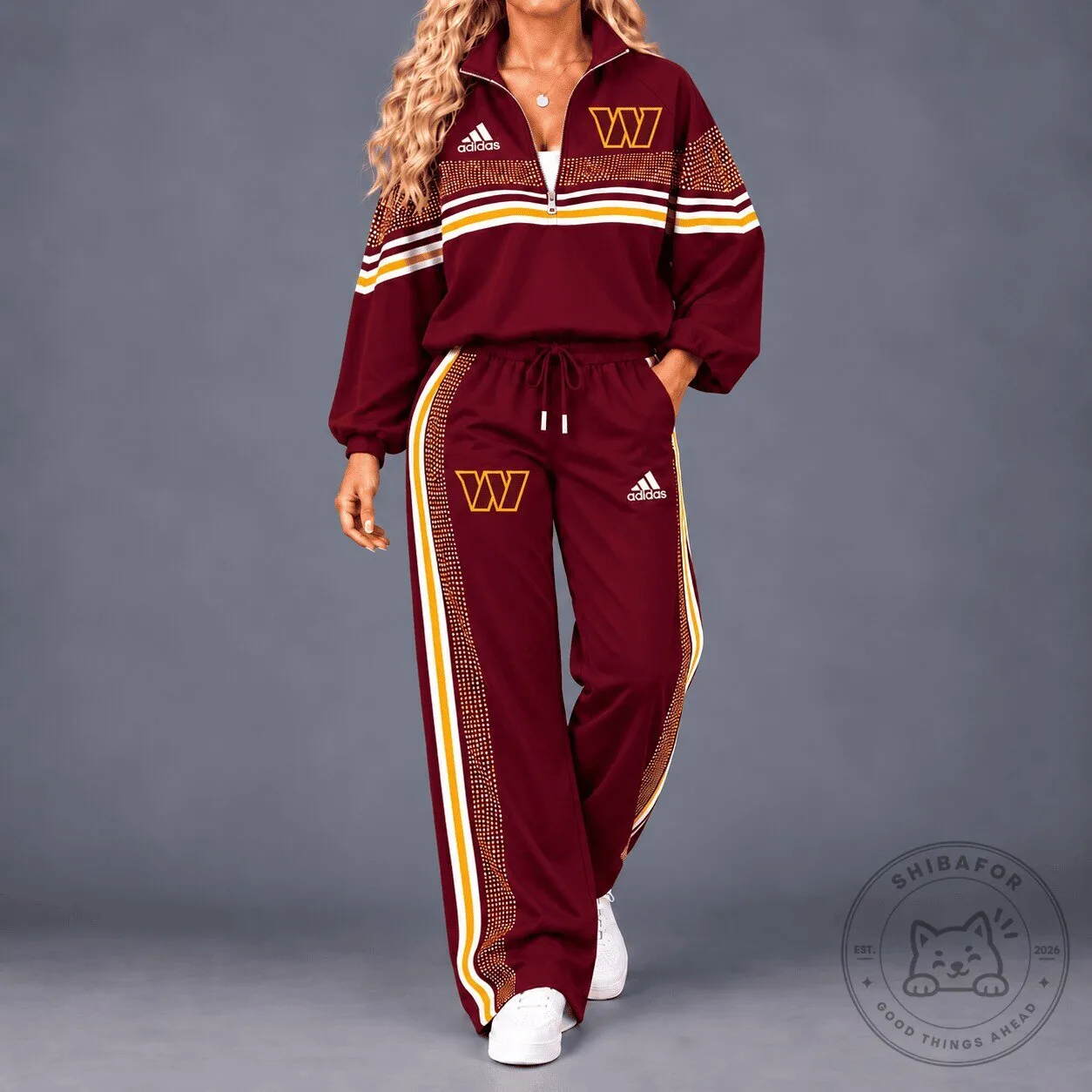 Washington Commanders NFL Team Spirit Gradient Stripe Quarter-Zip Tracksuit Top