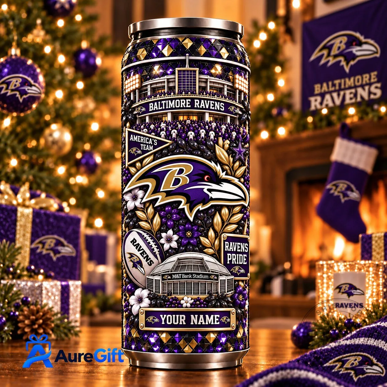 Baltimore Ravens NFL Personalized Can Tumbler - M&T Bank Stadium Football Fan Gift 2 Baltimore Ravens NFL Personalized Can Tumbler - M&T Bank Stadium Football Fan Gift