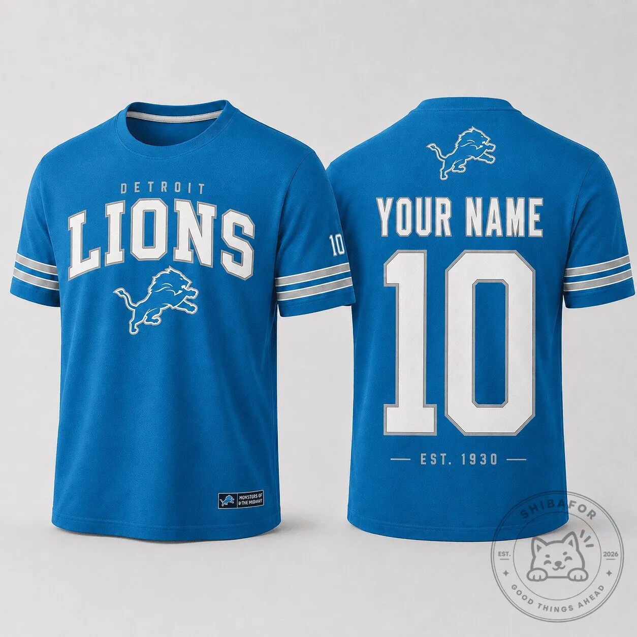 Detroit Lions Shirt Custom Name Number Football Fan Apparel T-Shirt