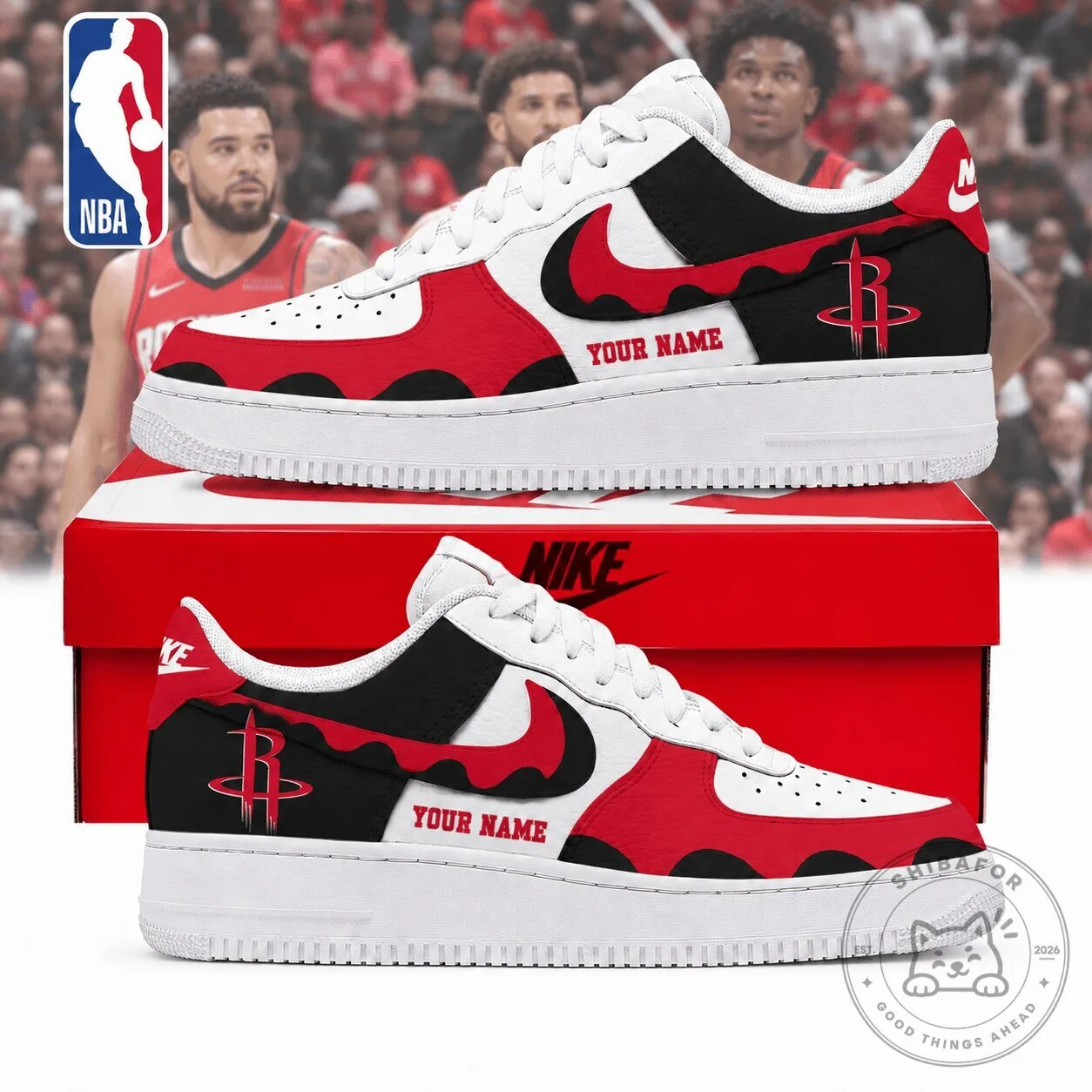 Houston Rockets NBA Personalized Low Top Air Force 1 Style Shoes
