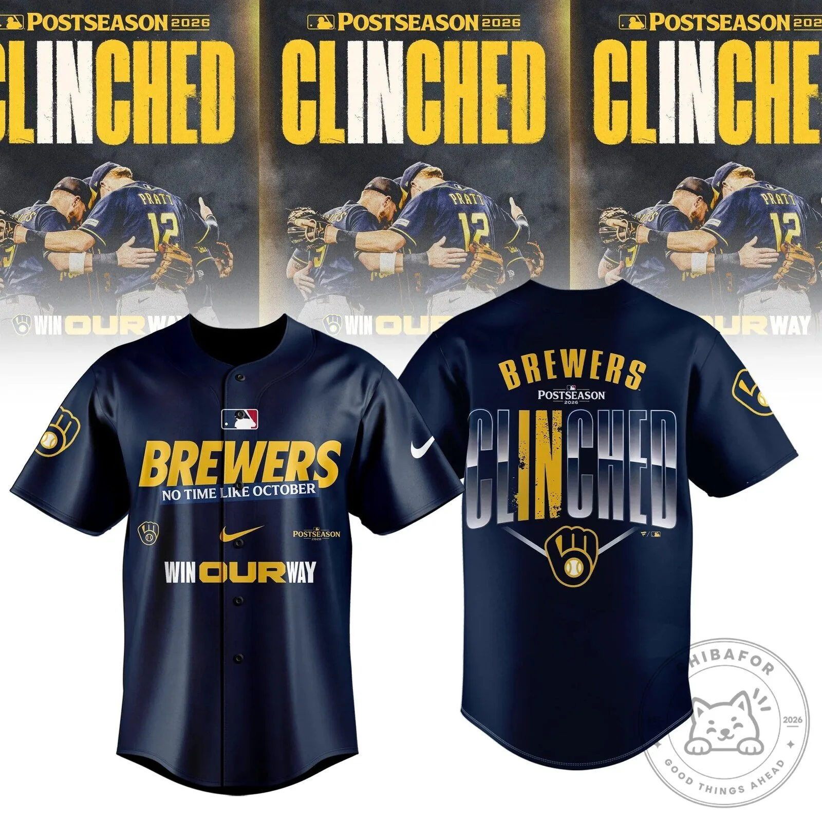 2026 Clinched Postseason Baseball Jersey for Milwaukee Brewers