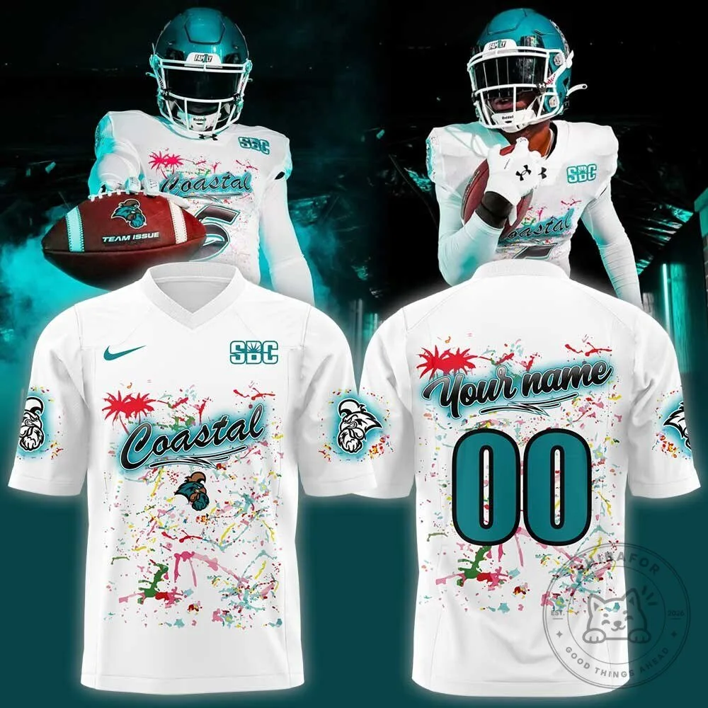 Coastal Carolina Football Team Issue Custom Name Number Football Jersey