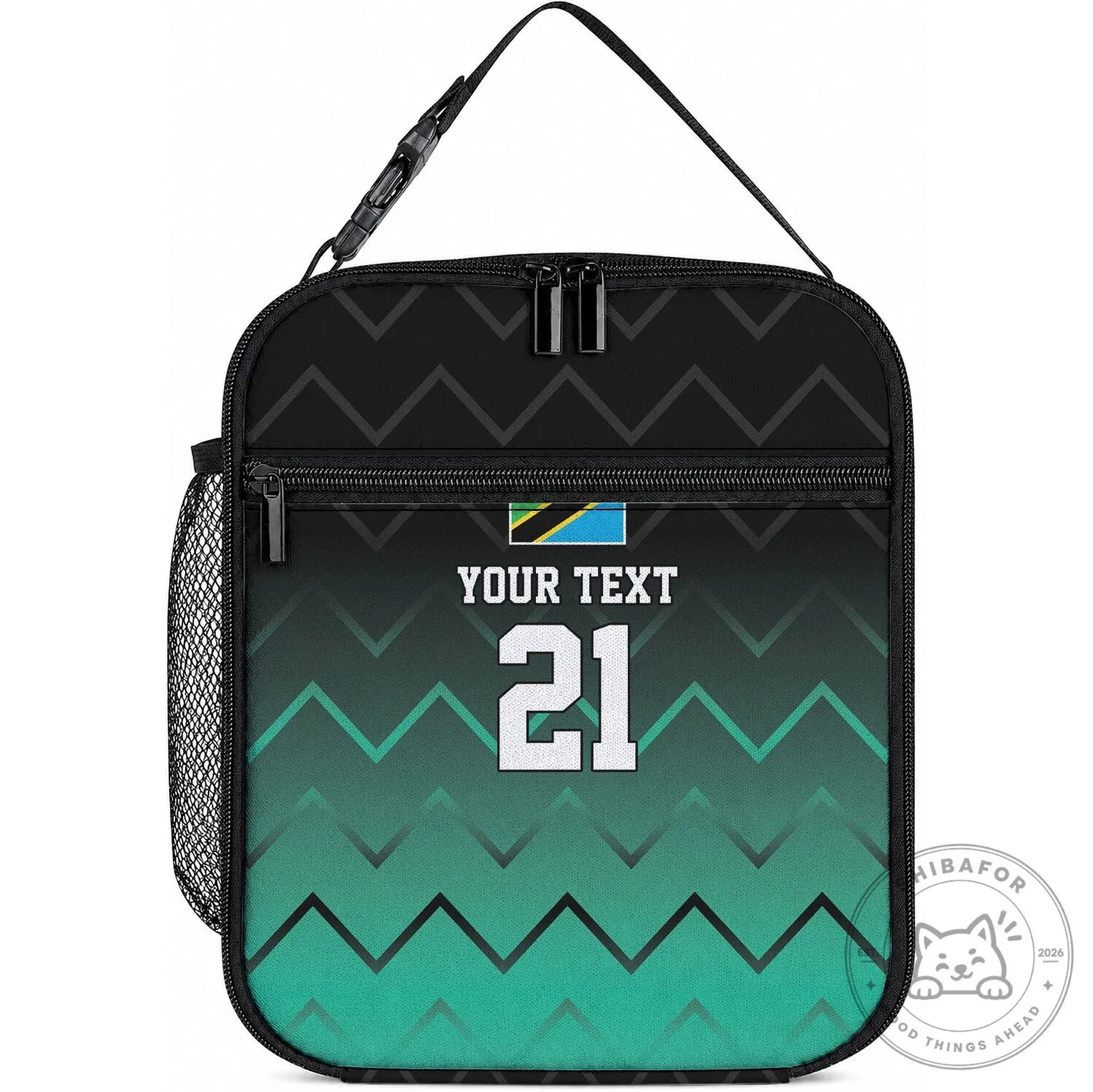 Tanzania Flag Football Player Custom Name Number Lunch Bag Insulated Cooler
