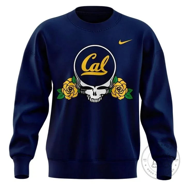 California Golden Bears Football Grateful Dead Skull and Roses Navy Sweatshirt 8 California Golden Bears Football Grateful Dead Skull and Roses Navy Sweatshirt